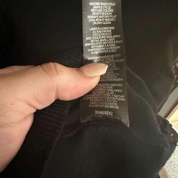 Adrianna Papell Crewneck Sweater Shear Sleeves Gold Polka Dots Size S - Picture 7 of 16